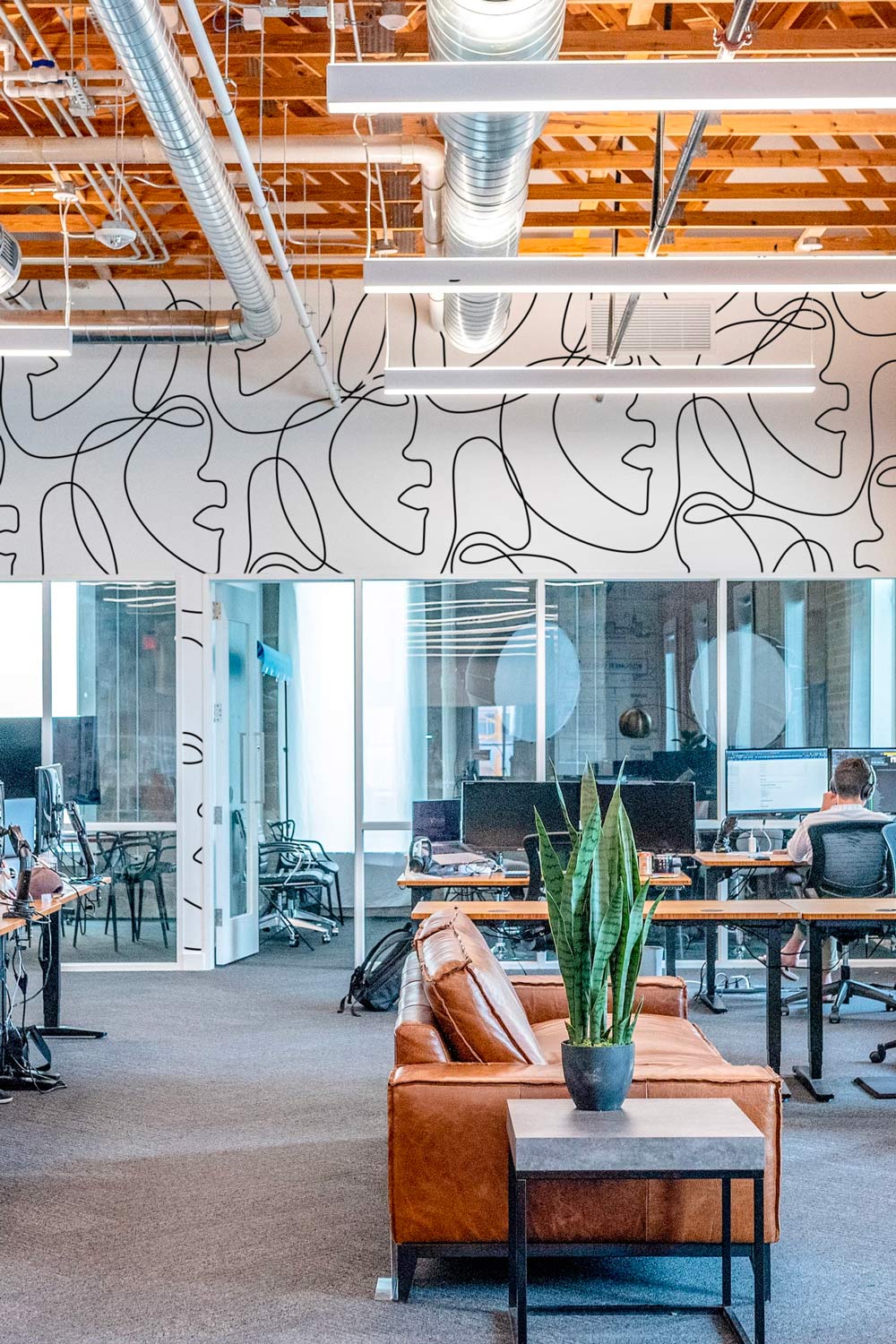 Commercial-grade textured wallcovering in a polished interior