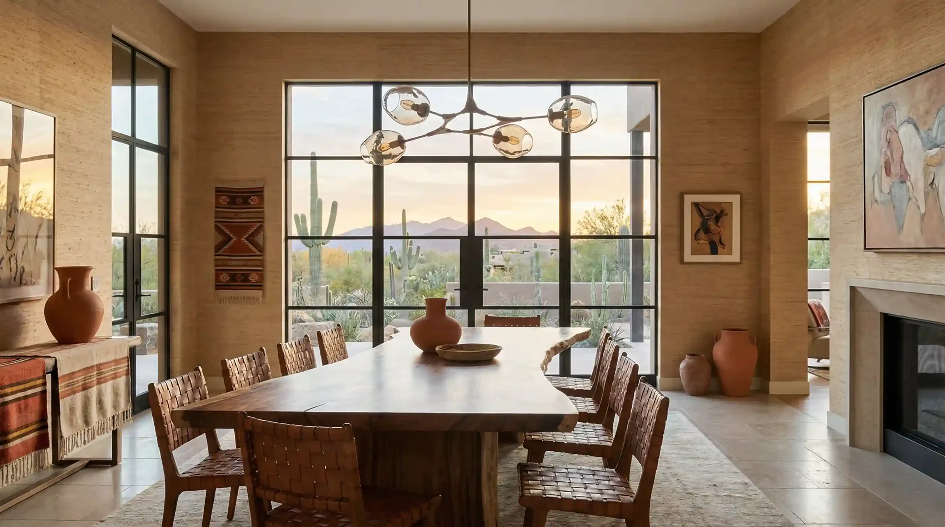 Completed modern interior with a distinctive feature wall